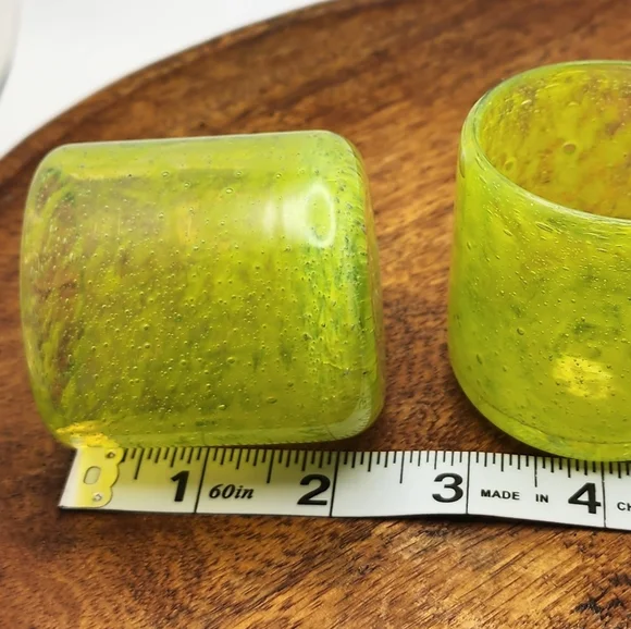 Set of 2 Crate & Barrel Calypso Tealight Votive Candle Holders Neon Yellow Lime - Picture 4 of 7